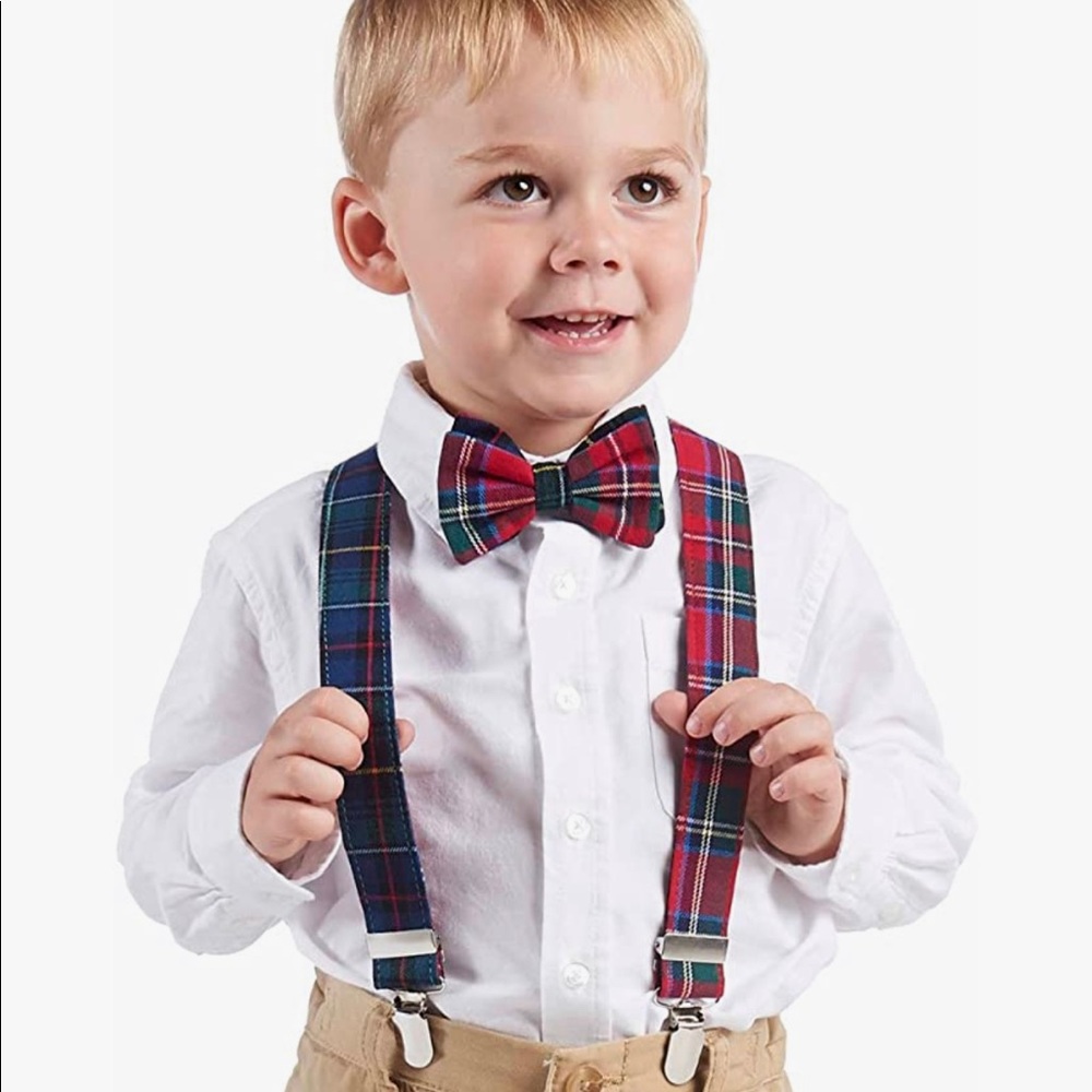 Tartan Kids Bow Tie and Suspenders (up to about 18 months)